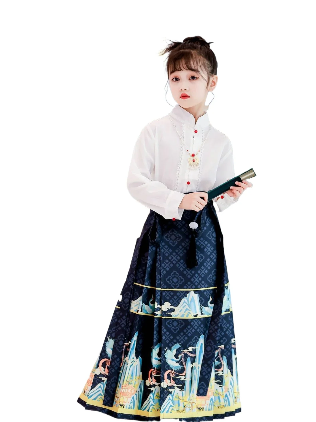 Girls' Horse Face Skirt 2023 New Spring And Autumn Thin Children's National Style Summer Set Hanfu Middle Big Children's Ancient