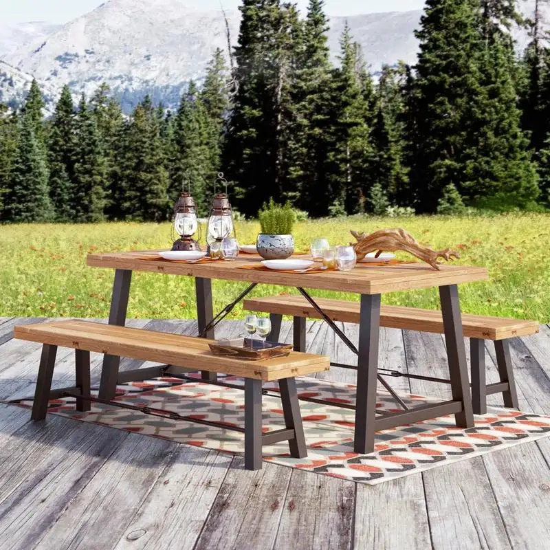 3-Piece Wooden Outdoor Dining Set