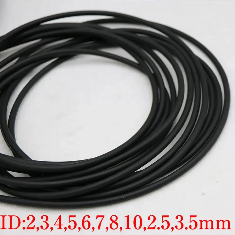 1 meter Fluorine Rubber Solid Strip Diameter 2,3,4,5,6,7,8,10,2.5,3.5mm O-Ring  Bar Seal  Not Foaming Black