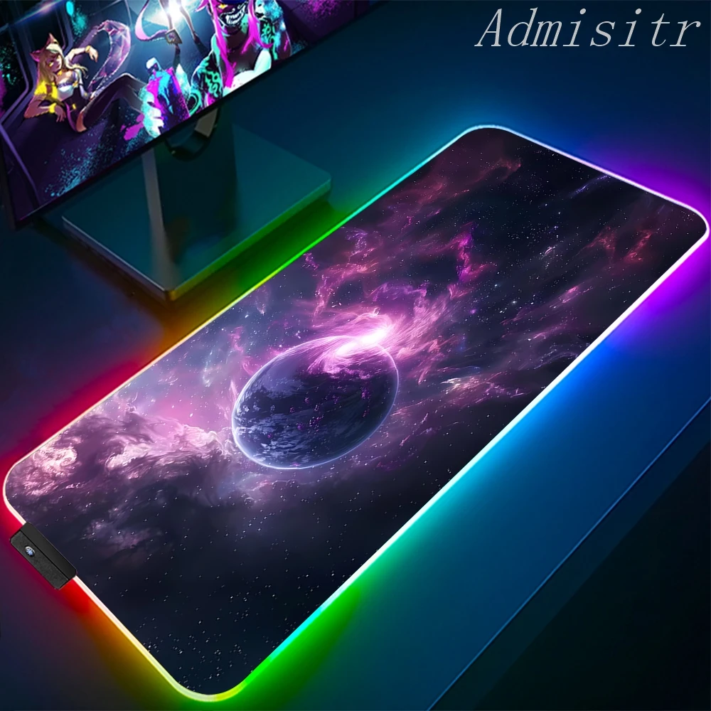 لوحة ماوس RGB كبيرة ذات مساحة رائعة للألعاب XXL لوحة ماوس LED لوحة ماوس ألعاب نسخ سجادة ماوس لوحة مكتب للكمبيوتر الشخصي مع إضاءة خلفية