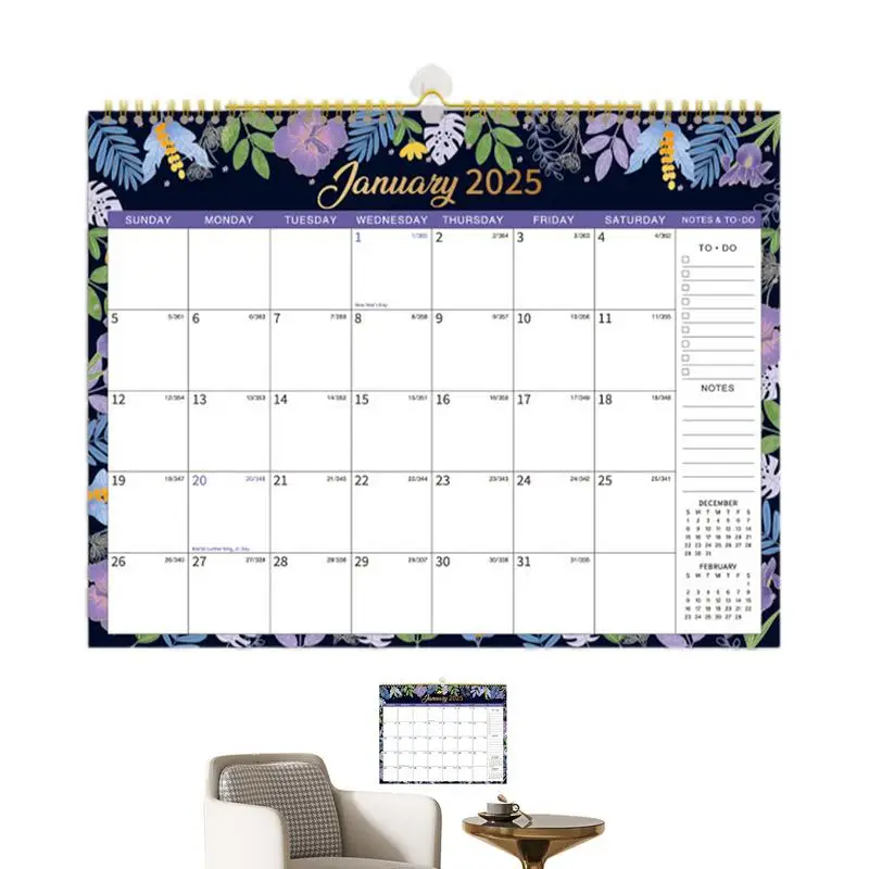 Wall Calendar Daily Calendar From January 2025 To December 2025 365-Day 2025 Wall Calendar Daily Planner Punch In Calendar For