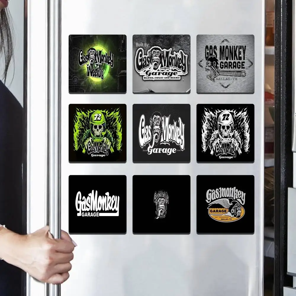 Gas Monkey Garage Logo 1pc Fridge Magnet Personalized Magnetic Durable Plastic Square Picture Surface Fridge Magnets