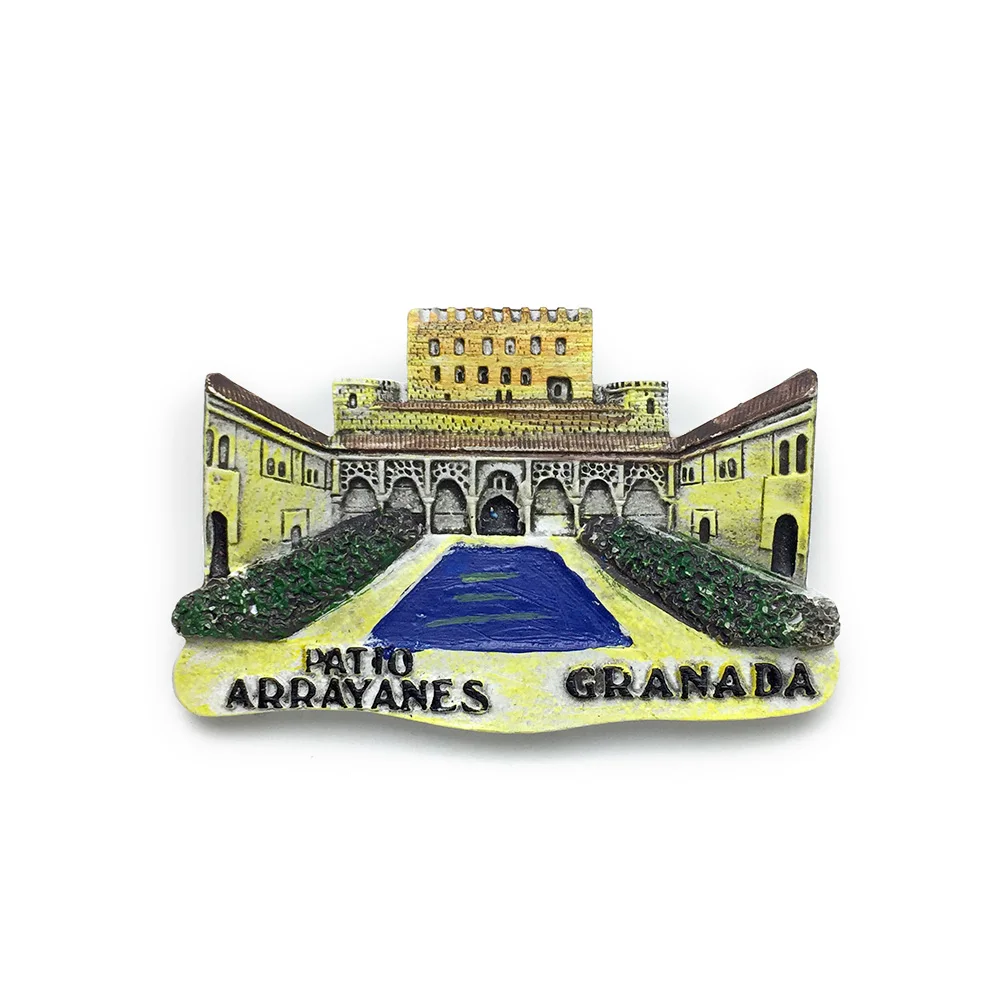 

3D Resin Refrigerator Magnet - Patio de Arrayanes, Granada, Spain - Cultural and Historical Value - Strong Magnet for Home Decor