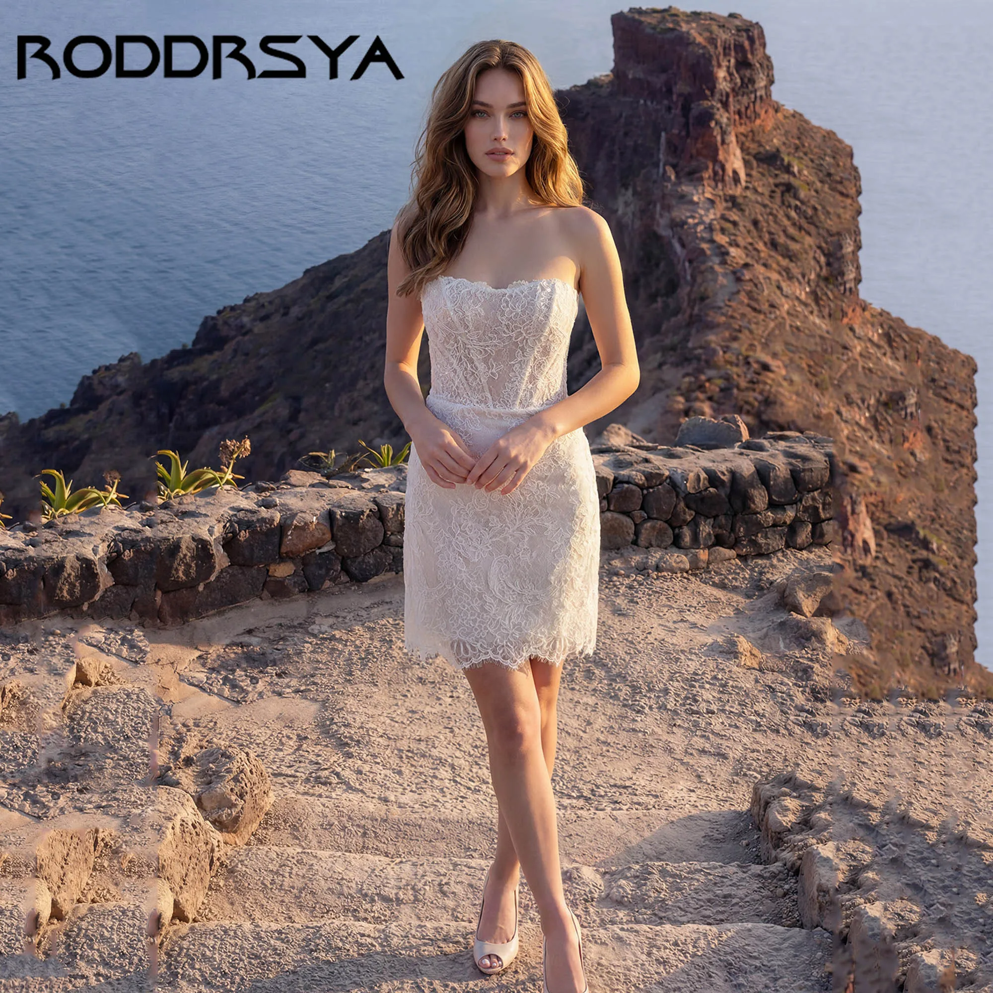 RODDRSYA Strapless Lace Short Corset Graduation Dresses Sleeveless Backless Wedding Gowns Sexy Mini vestidos de novia Customized