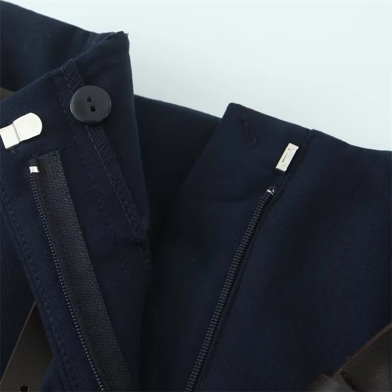 KEYANKETIAN Primavera/Autunno Nuove Donne Con Cintura Flangiata Decorativa Pantaloni Casual Office Lady Cerniera A Vita Alta Pantaloni Dritti