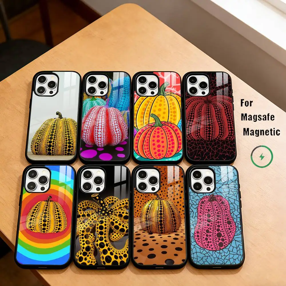 

Funny Pumpkin Yayoi K-Kusama Phone Case For iPhone17,16,15,14,13,12,11 Plus,Pro Magnetic with Magsafe Wireless Charging