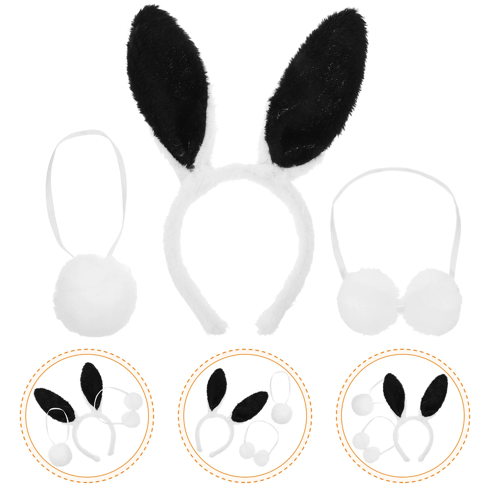 3 stuks volwassen konijn meisje kostuum accessoire set konijnenoren hoofdband vlinderdas staart voor themafeest fotoshoot evenement