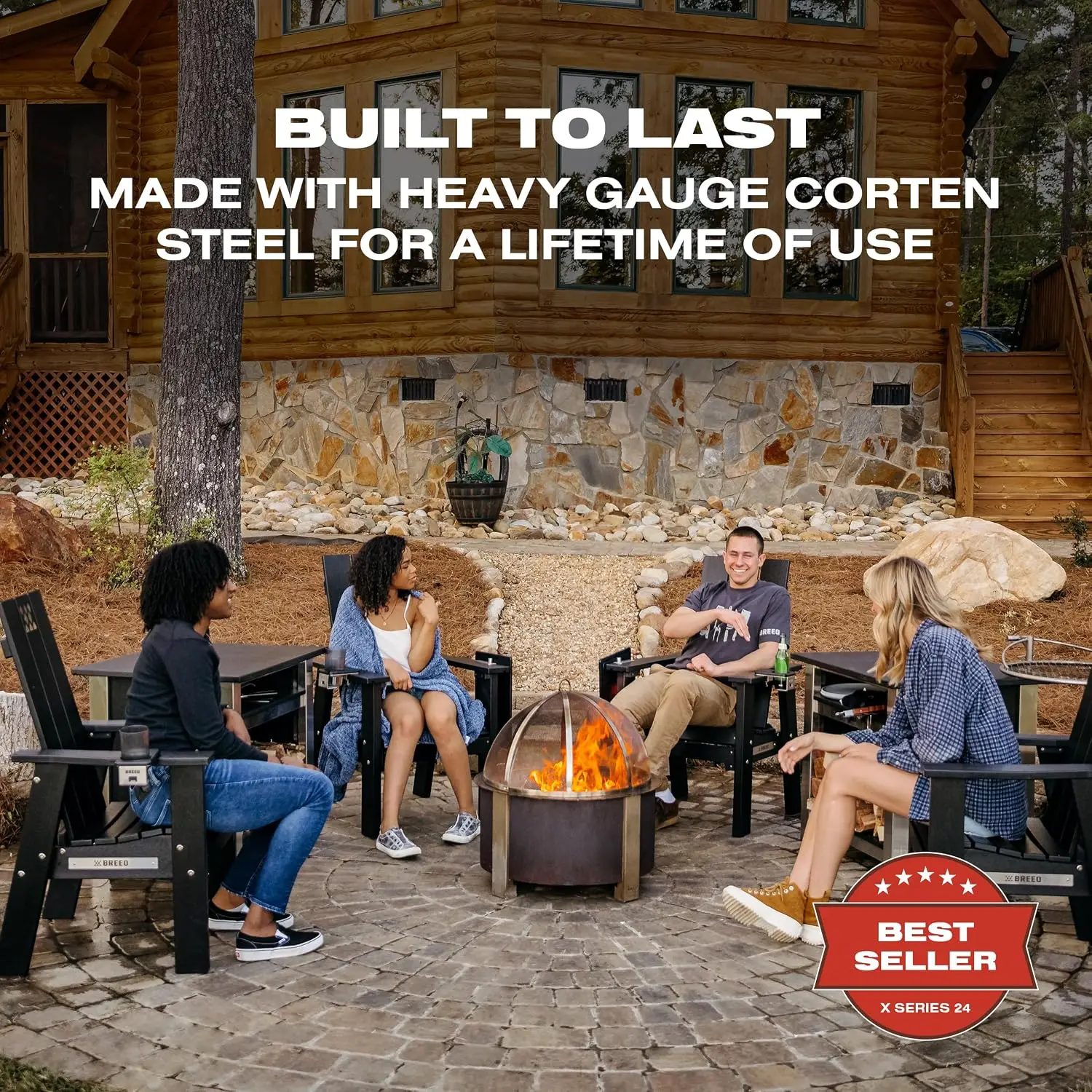 Smokeless Fire Pit (X Series 24, Corten Steel) | 27.5 inch Smokeless Firepit for Outside | 62 Pounds | Ideal for Families Compat