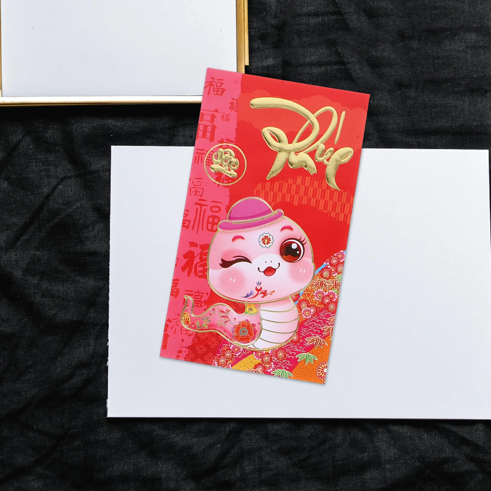 

30Pcs Lunar New Year Red Envelopes 2025 Year of Snake Lucky Money Packets Vietnamese Text Cartoon Wedding Wine Red Envelopes