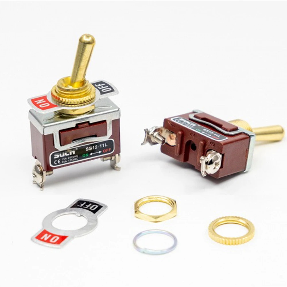 SS12-11L الذاتي قفل نوع النحاس تبديل التبديل لمبة مكتب أنبوب الملحقات 125 فولت 20A/250 فولت 15A 2 التروس 2 دبابيس 1 لا تبديل التبديل #4