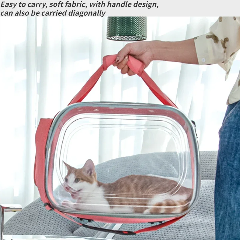 Cat Dog Carrier Bag Transportation Travel Breathable Pet Handbag Portable Shoulder Basket Backpack Puppy Tote Transparent Cage