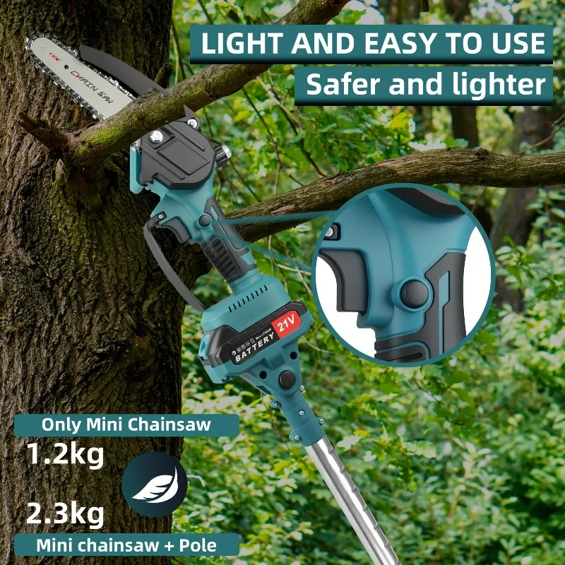 

【Professional Grade】TX 6 inch Cordless Electric High Branch Saw 500W Electric Chainsaw Extension Telescoping Pole Pruning Saw Fo