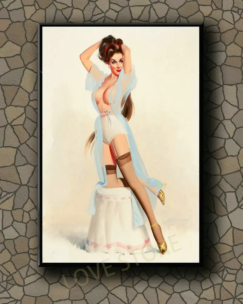 P224 Vintage Beautiful Pin-up Girl Classic Picture 349 Silk Fabric Poster Art Decor Indoor Painting Gift
