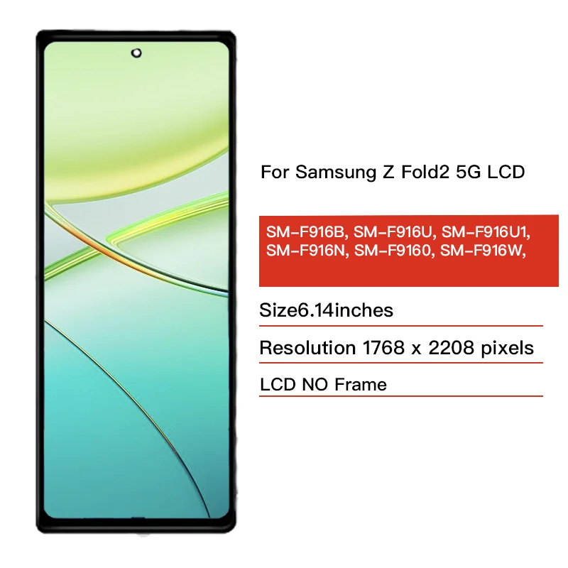 TFT Z Fold2 Display Screen For Samsung Z Fold 2 F916 F916B F916U F9160 LCD Display Touch Screen Digitizer Assembly Replacement