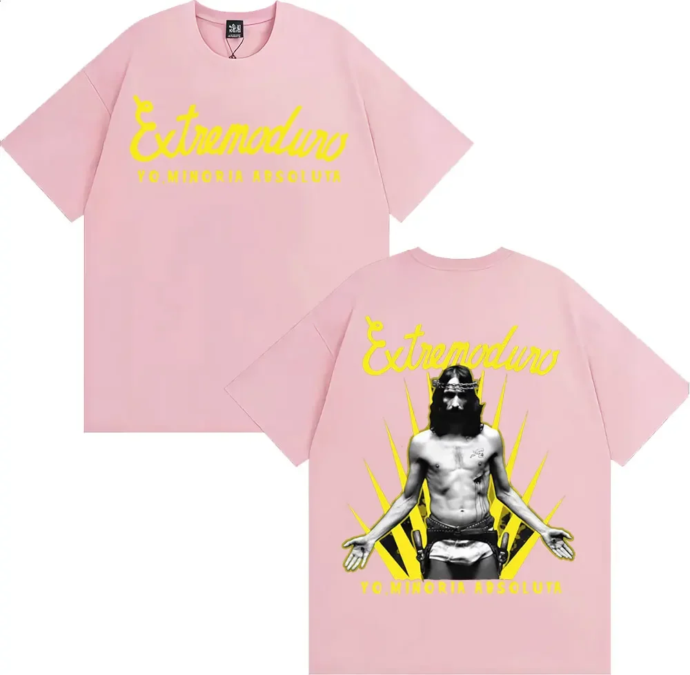 A 90s retro hip-hop fashion casual men's T-shirt from the streets of Harajuku by the popular rock band Extremoduro in 2025