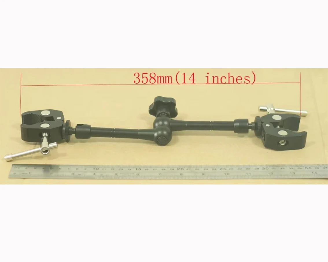 

11" Magic Arm + 2pcs Super Clamps for 5D2 5D3 system camera tripod flash ligh, 1/4 and 3/8 screw thread adapter, 1/4-20 & 3/8-16