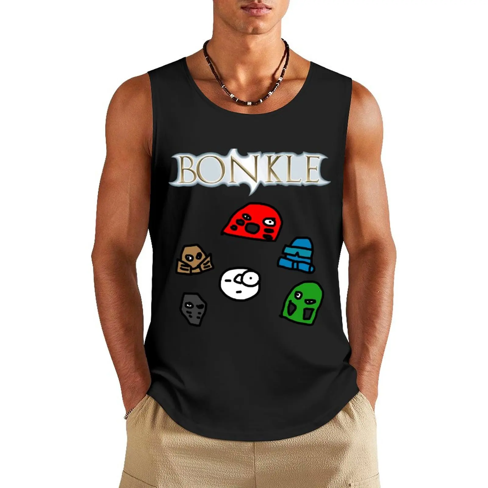 Bonkle shirt w/ original artwork Tank Top sexy clothes men Sportswear for men T-shirt male