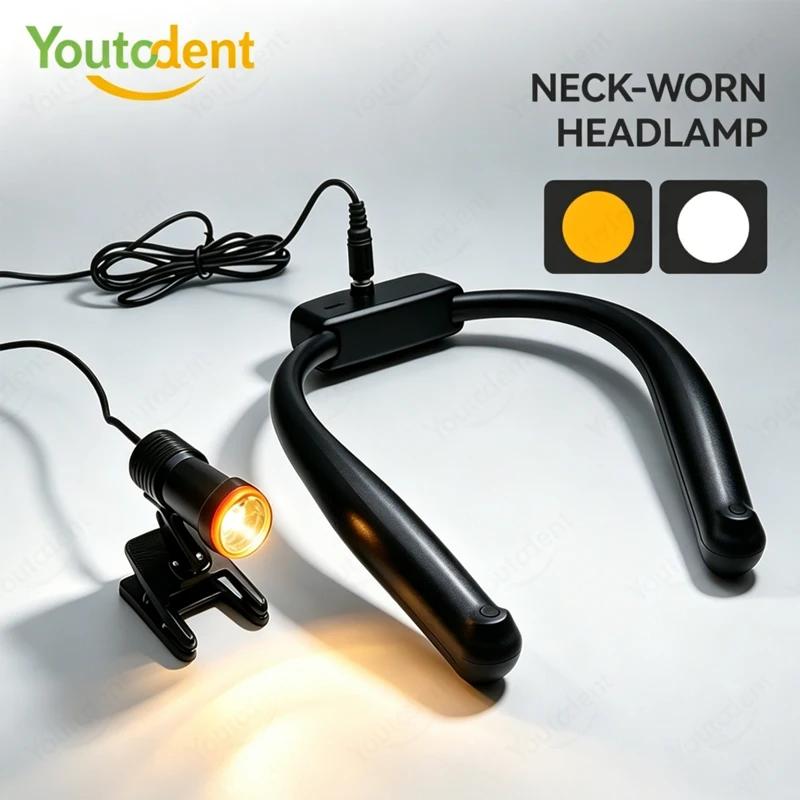Neck Worn Dental LED Headlight Lightweight Medical Neck Light Clip-on Head Lamp For Dental Loupes Oral Surgery Examination