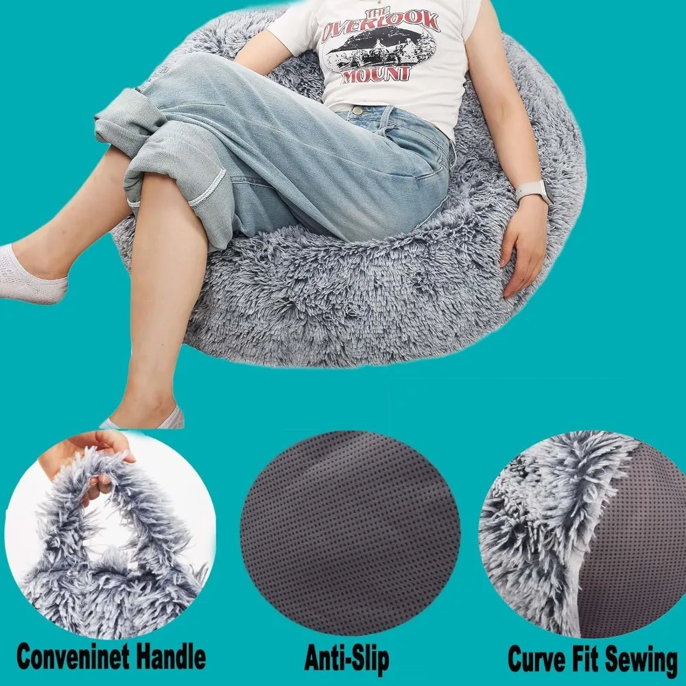 غطاء كرسي بين باج من الفرو الصناعي لتخزين الألعاب القطيفة #5