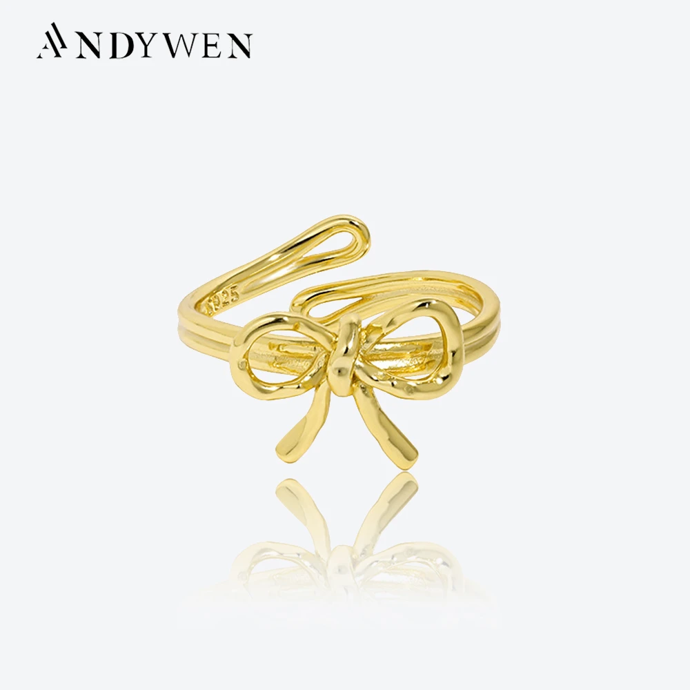 

ANDYWEN 925 Sterling Silver Gold Butterfly Resizable Ring Adjustable Women Luxury Fine Jewelry 2023 Rock Punk Jewels