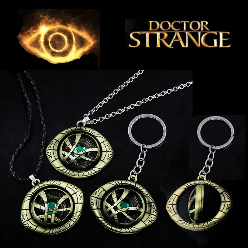 Doctor Strange Time gema giratoria Ojo de Agamotto colgante giratorio, llavero colgante, collar de Halloween, accesorios de Cosplay