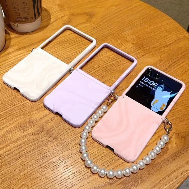 Suitable motorola moto razr 50 60Ultra case Pattern Pearl Bracelet Folding Phone
