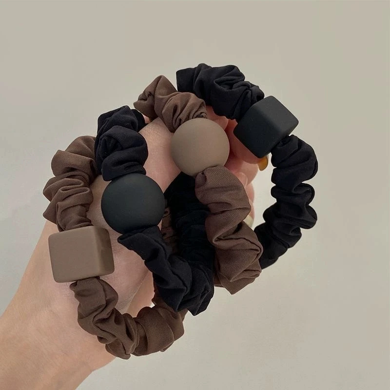 

French Style Ins Frosted Bead Hair Ring Super Soft High Elastic Hair Rope Female Large Intestine Ring Simple Hair Accessory