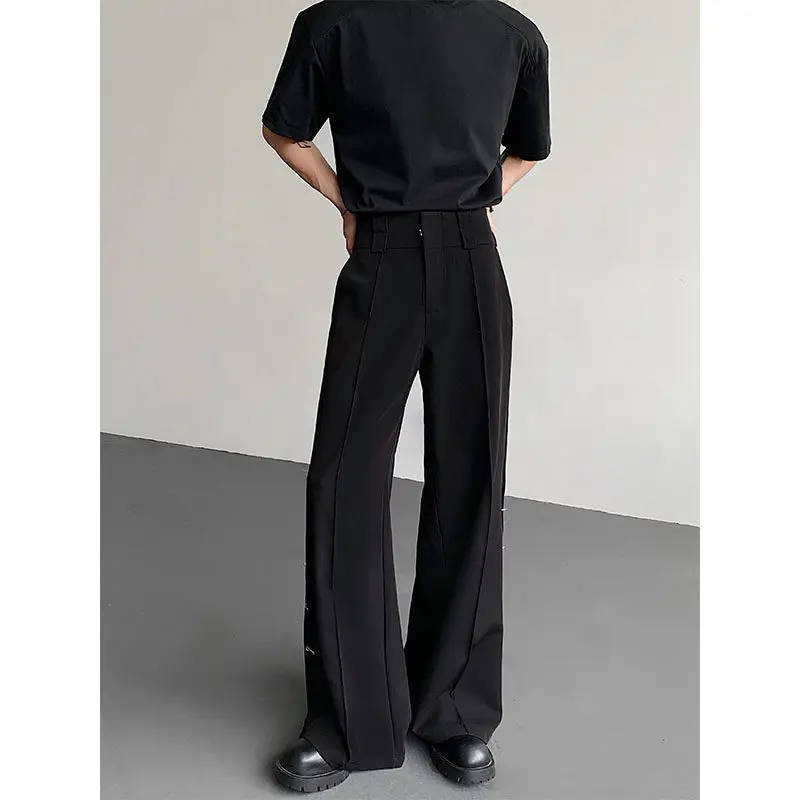 

Cleanfit Metal Ring Belted Straight Leg Pants Men's High End Drapey Punk Long Trousers Casual Pants Loose Fit Zipper Waist