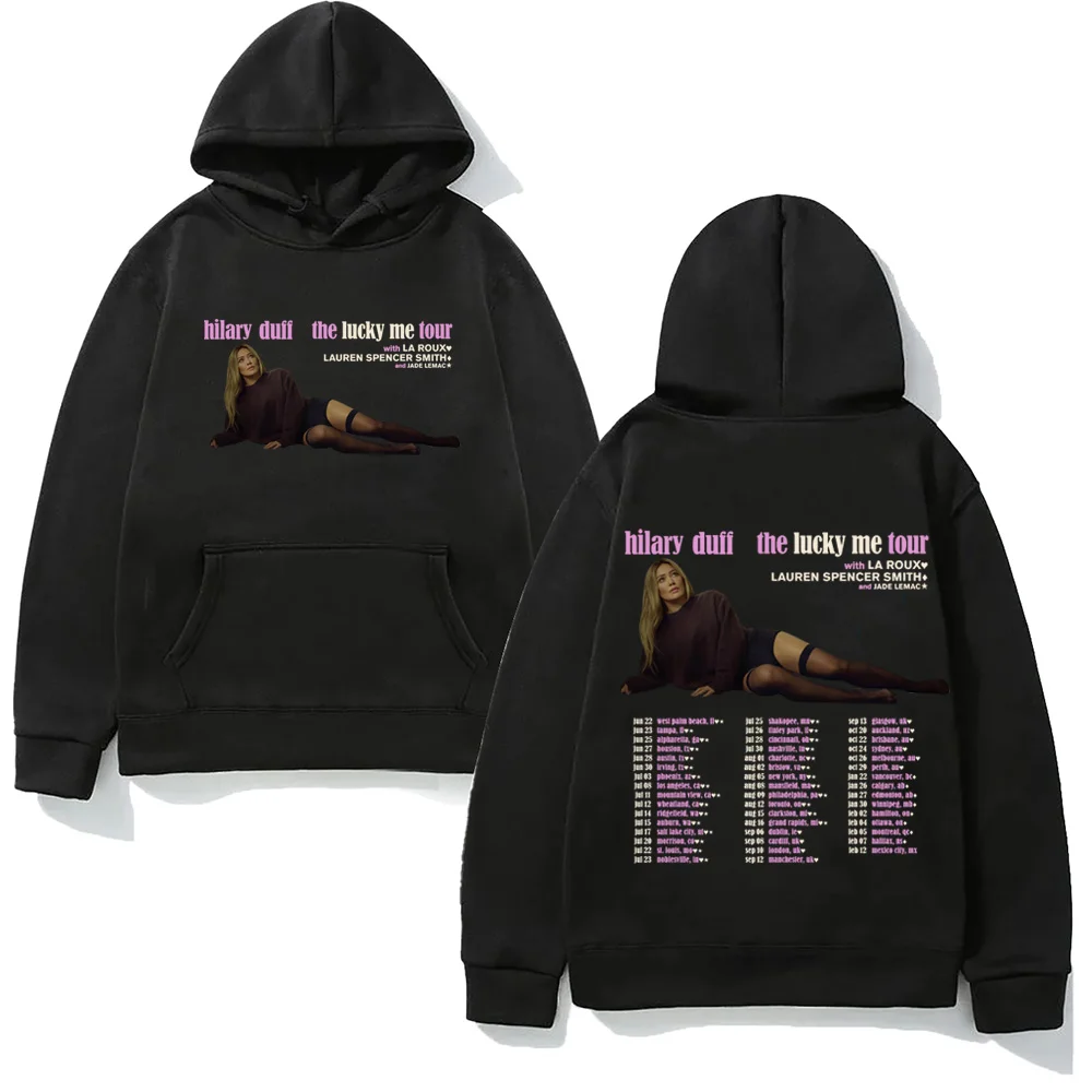 Hilary Duff  Hoodie The Lucky Me Tour for 2026 Hip Hop Graphic Printing Hoody Fashion Classic Soft Punk Hooded Pullovers Fleece