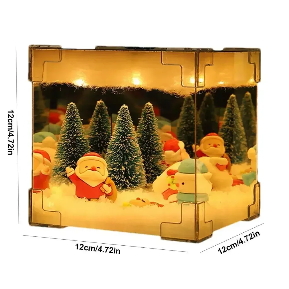 Natal diy decorações espelho e led cubo lâmpada 3d papai noel boneco de neve árvore luzes de natal kit material diy para decoração de natal