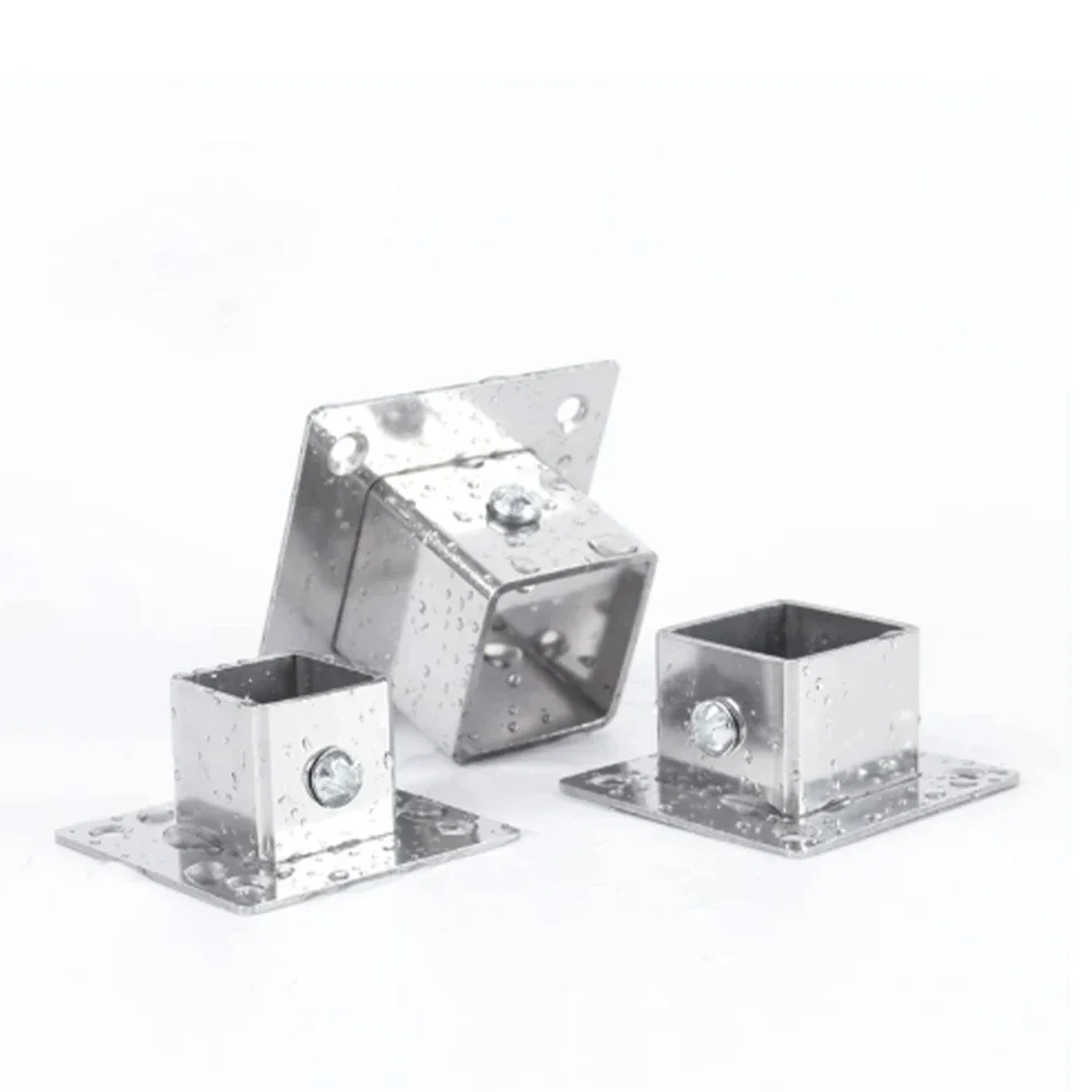 1Pcs Stainless Steel Square Tube Joint Flange 20x20mm 25x25mm 30x30mm 40x40mm Clamp (With Expansion Pipe And Long Screw)