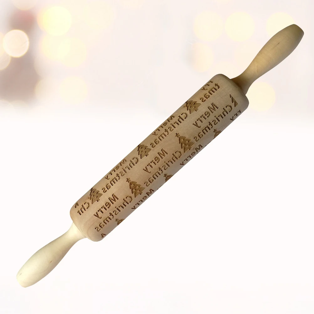 

Christmas Embossing Rolling Pin Wooden Dough Fondant Stamp Baking Cookie Pastry Pizza Chapati Home Kitchen Use Wood Rolling Pins