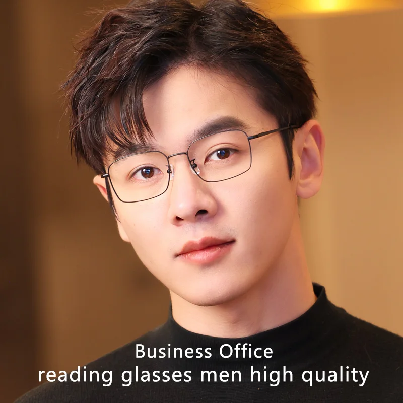 2 Pack Pure Titanium Reading Glasses for Men Rectangular Frame Spectacles With Gold Wire Frames Hard & Multi-coated Lens