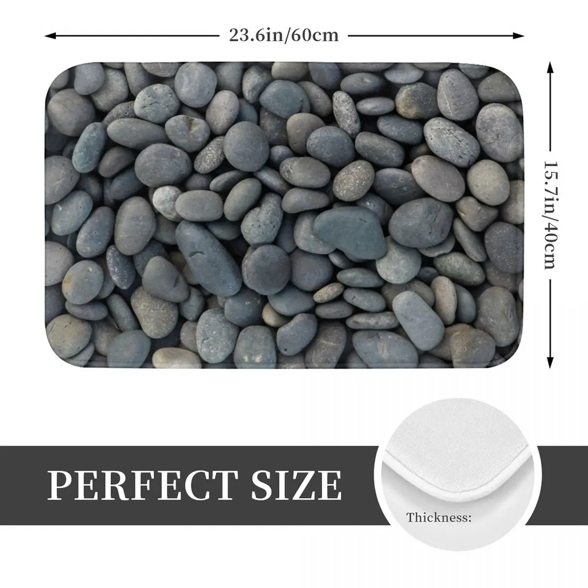 Gray River Stone Pebbles River Rock Doormat Kitchen Entrance Home Floor Mat Non-slip Carpet Rug for Balcony Footpad Mats