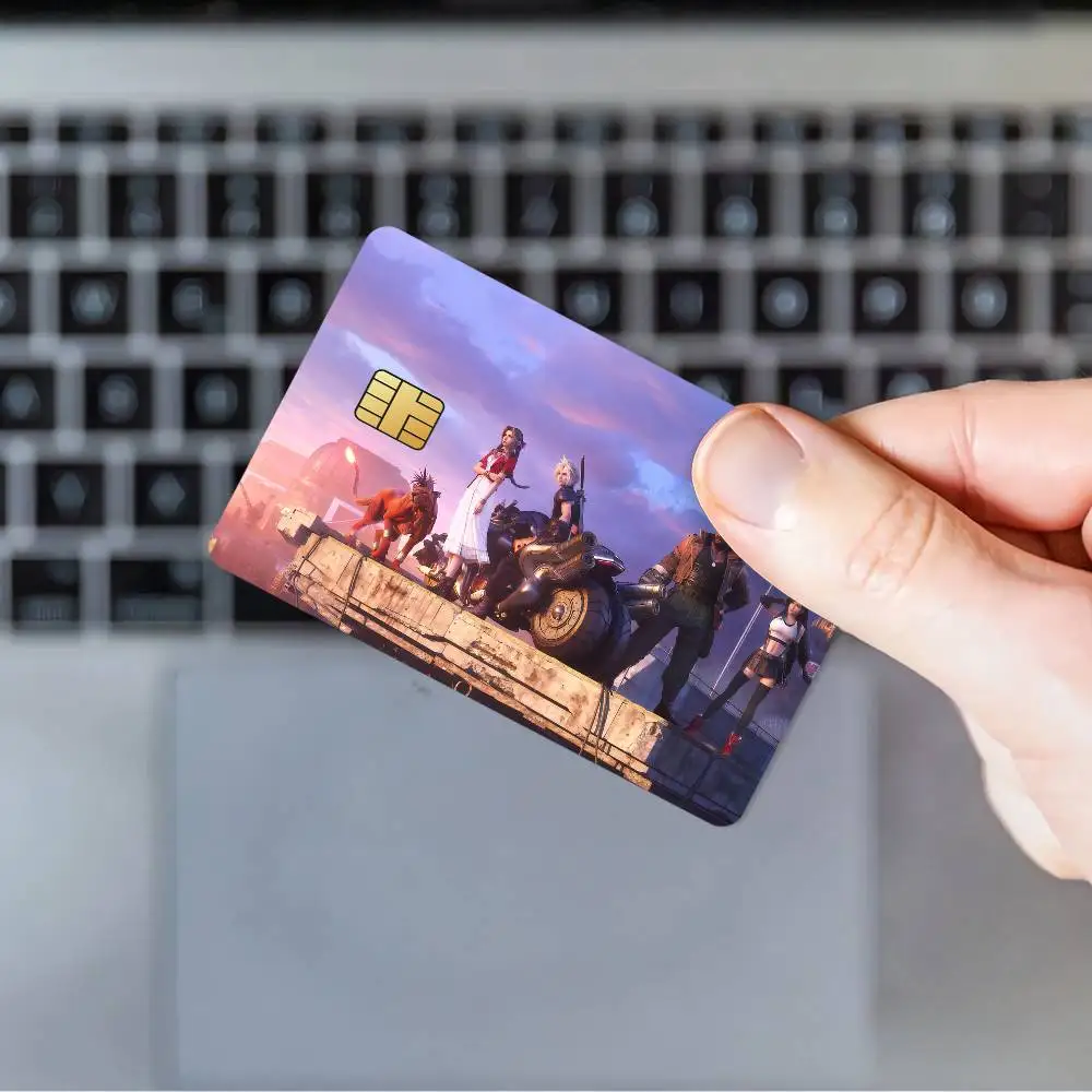 Game F-Final F-Fantasy VII Rebirth Waterproof Film Skin Card Stickers Cover Credit 4PCS Debit Front Decoration Bank Bus Pass