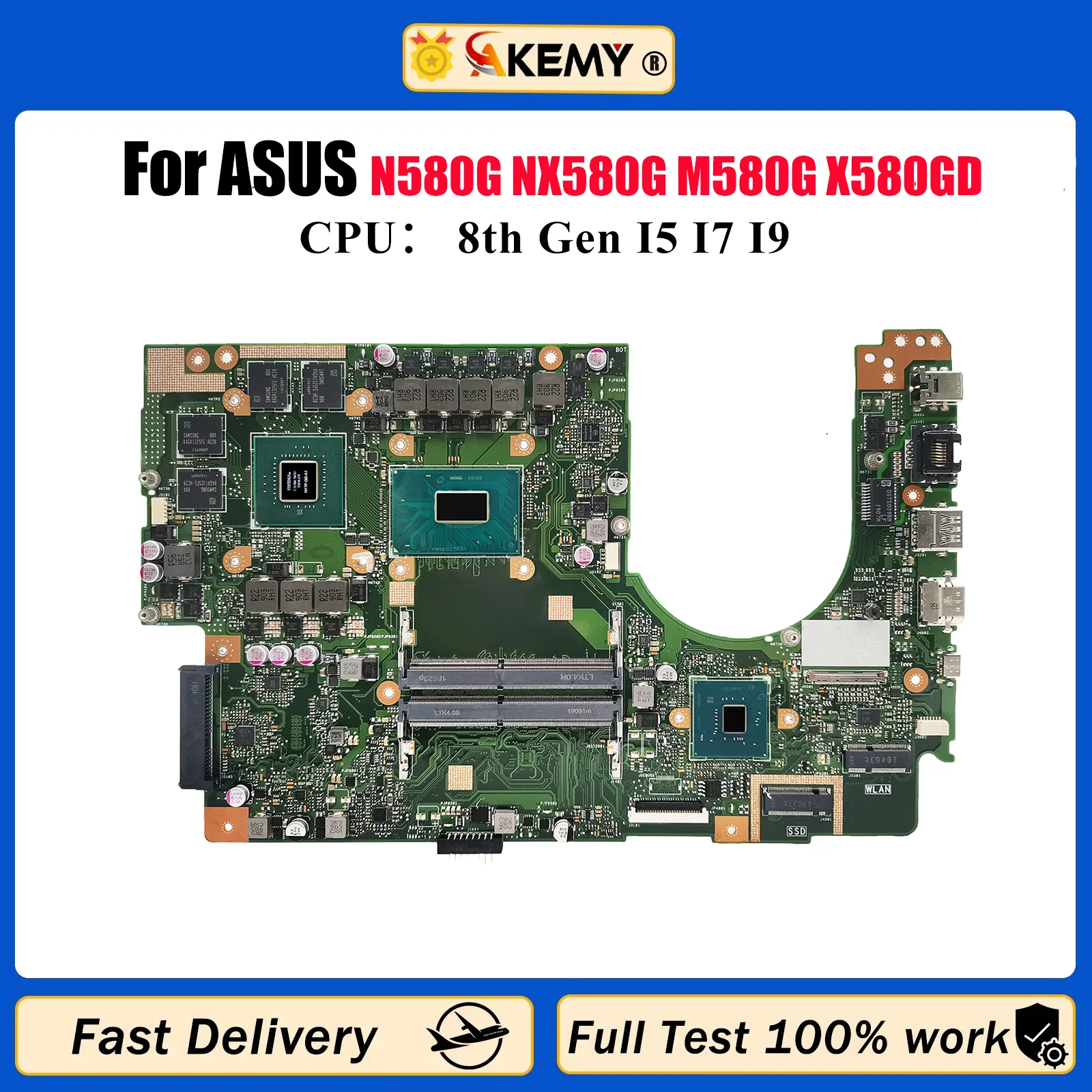 

X580GD Материнская плата для ноутбука ASUS VivoBook X580G N580G NX580G M580G X580GD Материнская плата для ноутбука с процессором I5 I7 I9 112% тестирование ОК