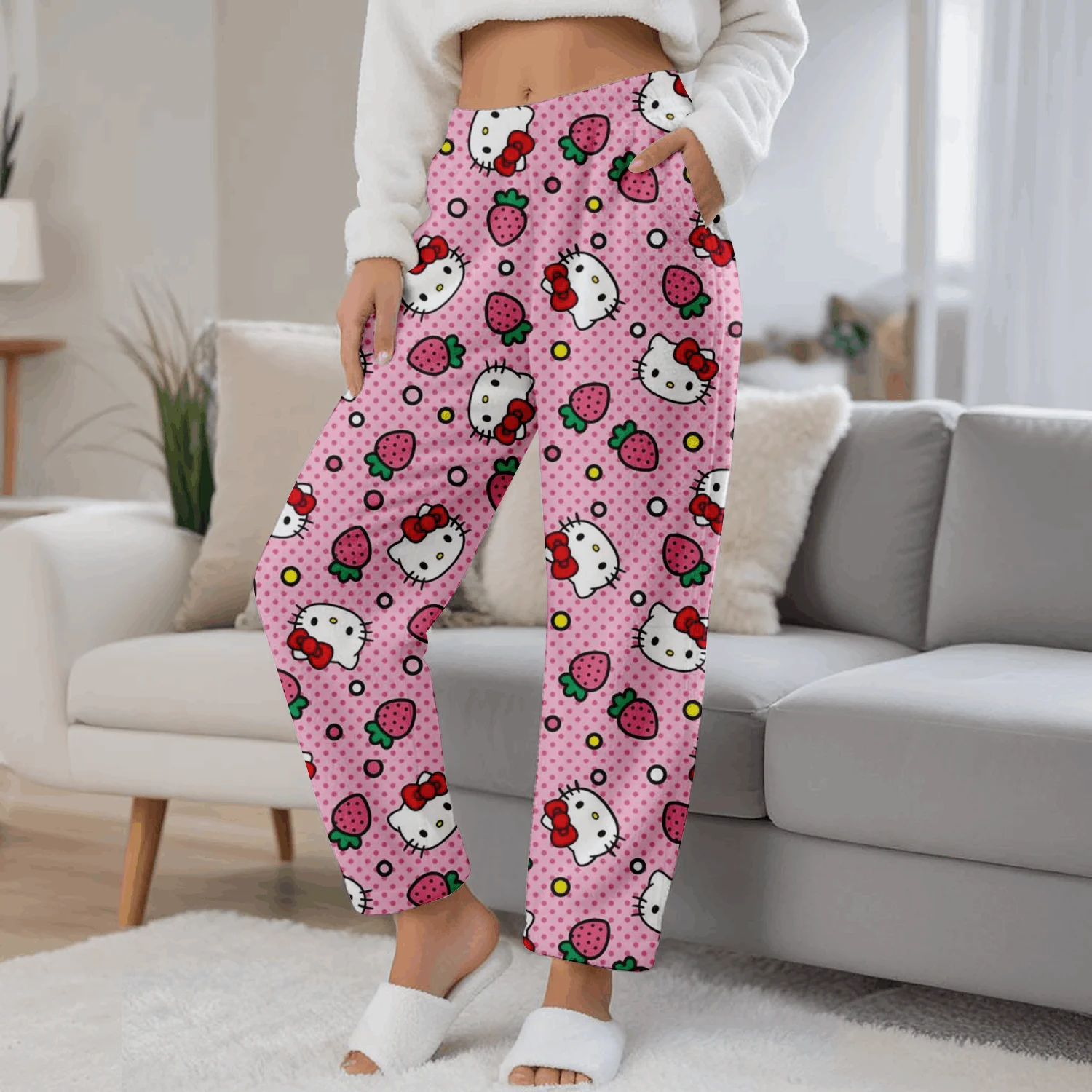 

Hello Kitty Y2K Pajamas Pants Sanrio Anime Women's Pajama Pants Cartoon Fashion Home Sleepwear Trousers Leisure Home Clothing