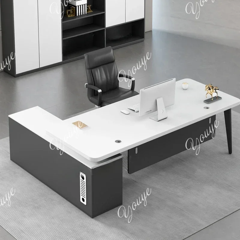 

X Floor Drawers Storage Office Desk Luxury Work Bookshelf European Modern Office Desk Boss High Quality Bureau Meuble Furniture