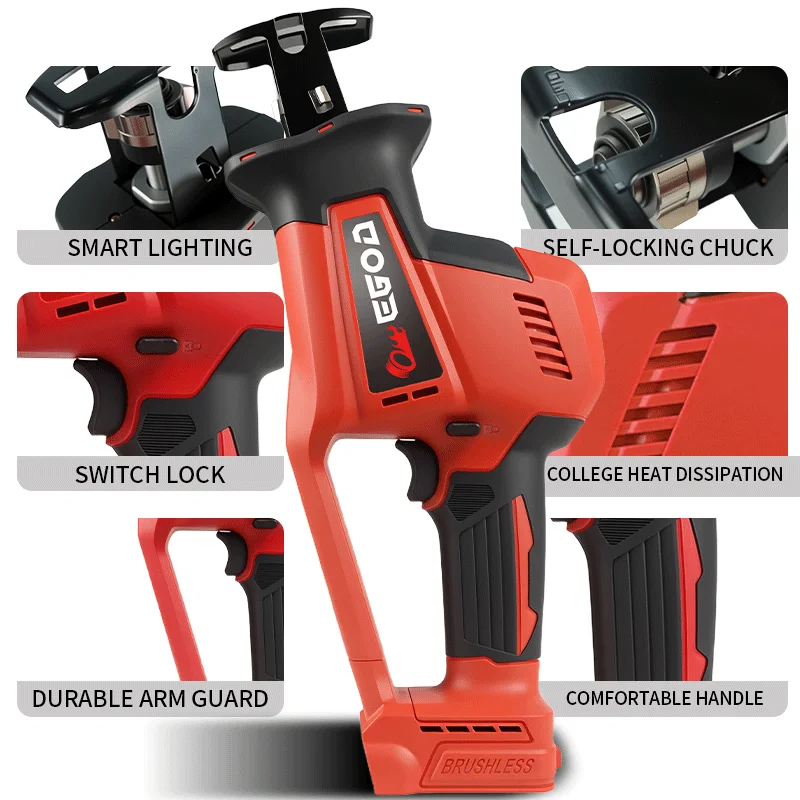 EDOG Borstelloze Reciprozaag Draadloze Kettingzaag Cut Saw Hout Snijgereedschappen met Zaagblad voor Milwaukee 20v Batterij Pin