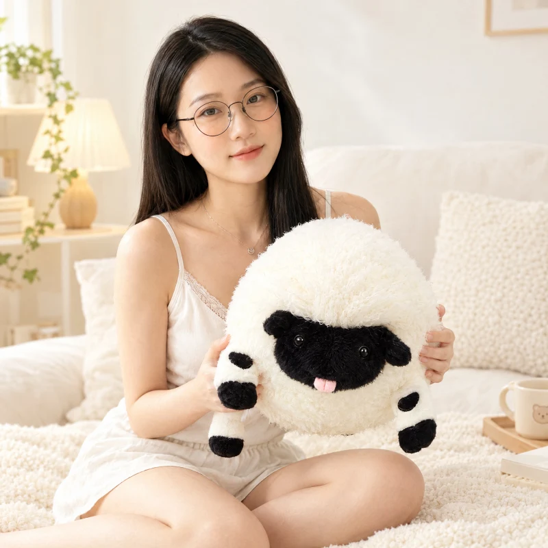 Kawaii Lying Sheep Stuffed Animal Plush Doll, Soft Hugging Pillow, Comfort Companion Toy  Christmas & Birthday Present