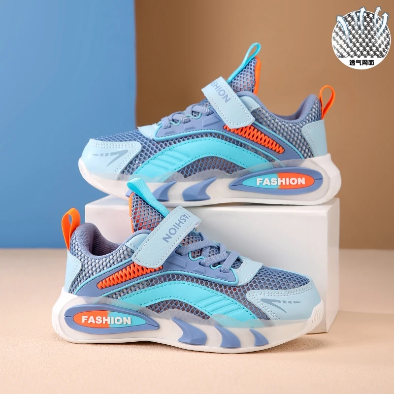 

Reinforced Toe Kids Summer Sneakers Hollow Breathable Mesh Wear-resistant Sole Footwear for Children Outdoor Running Jumping