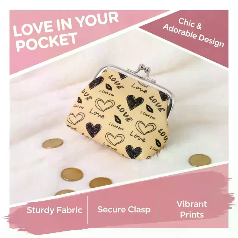 Coin Purses Lady Small Wallet For Women Heart Pattern Coin Purses Money Change Pouch Female Handbag
