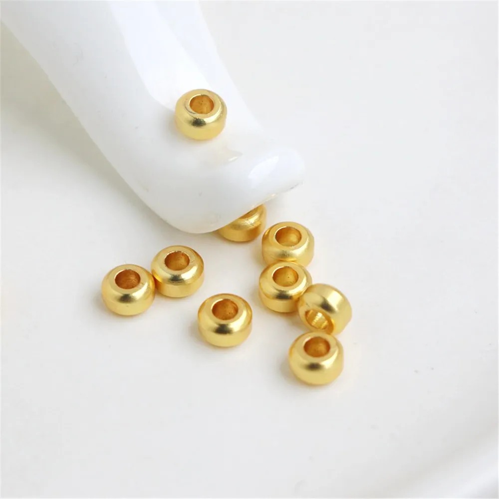 Macroporous Bead-Separação Acessórios Jóias, 18K Gold-Covered Dumb, DIY corda solta, pulseira e colar, 3*5 milímetros