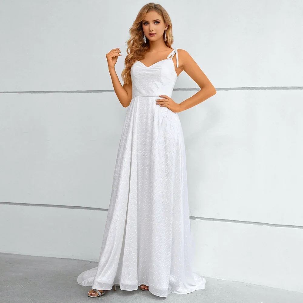 Classic Elegant Simple Formal Chiffon Ruched A-line Spaghetti strap Long Dresses Evening Dresses Exquisite  High quality sexy