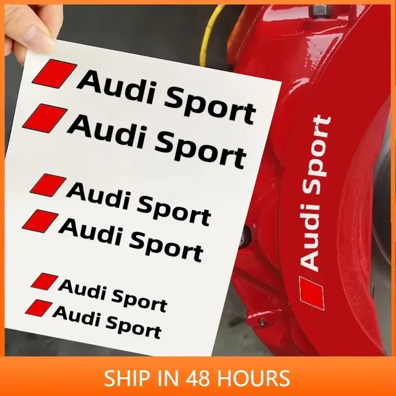 6PCS Car Brake Caliper Sticker Heat Resistant Decal For Audi Sline RS S3 S4 S5 S6 A3 A4 B8 8P 8V B6 A5 A6 C7 Q5 B9 B7 C6 A1 Q7