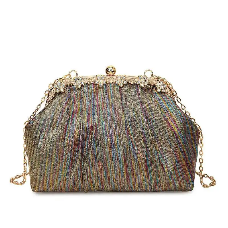

Women's Handbag Rhinestone-Embellished Metal Clasp Clutch Elegant Socialite Evening Bag Chain-Strap Shoulder Crossbody Clutch