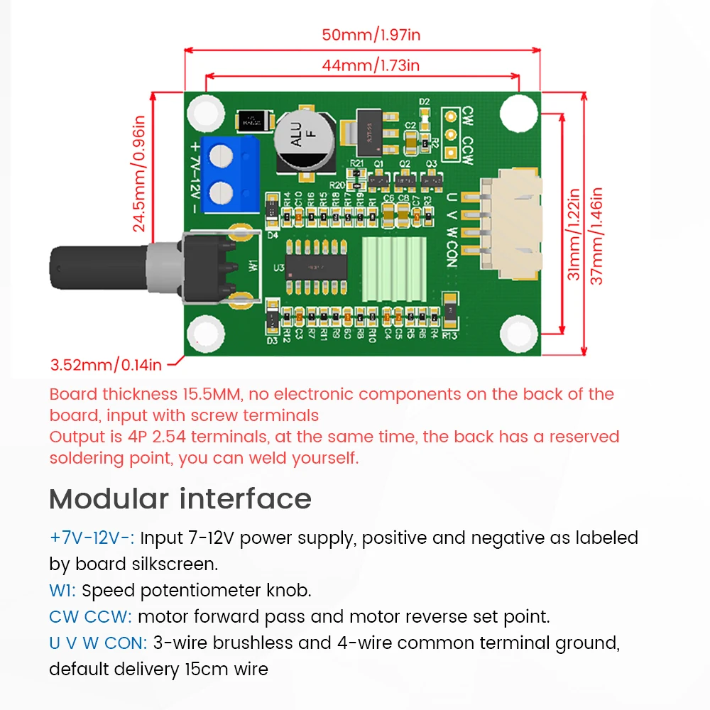 DC7V-12V modulo di azionamento del motore senza spazzole scheda di controllo della velocità del motore dell\'azionamento ottico per motore Brushless