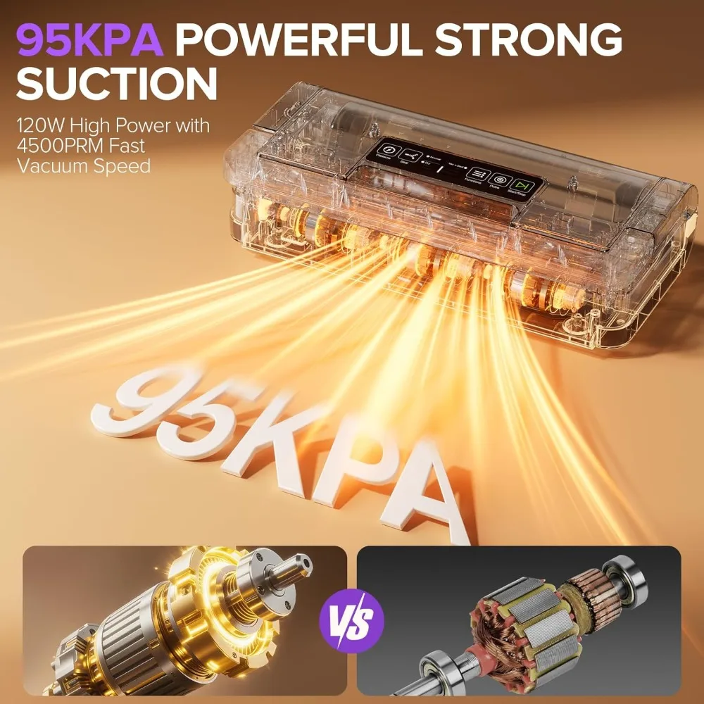 ماكينة غلق أكياس الطعام الأوتوماتيكية بالكامل مع وظائف 10 في 1، مدمجة في القاطع وتخزين الأكياس، تتضمن لفة واحدة و10 قطع #6