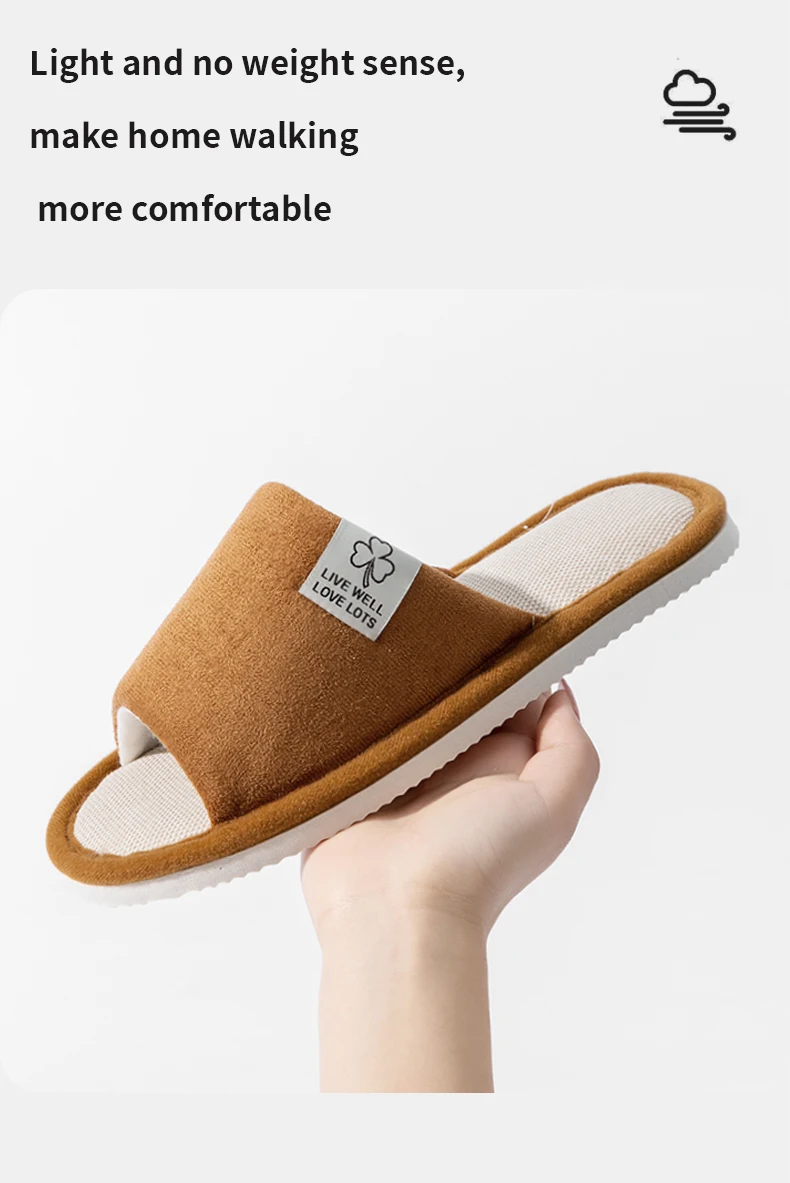Men's Spring Summer Breathable Slippers Non-Slip Indoor House Shoes,Couples Soft Sole Open-Toe Slippers for All Seasons Home Use