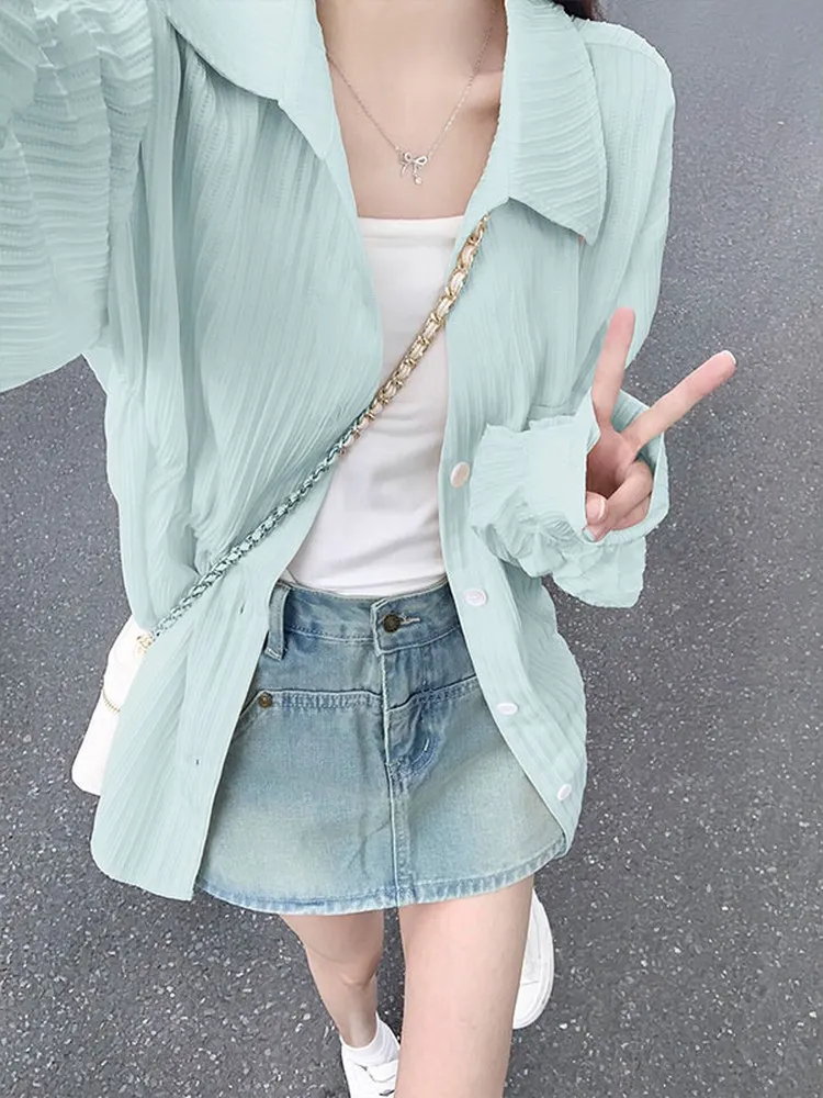 

Женская рубашка во французском стиле: модный дизайн, тонкая верхняя одежда для весны и осени, новинка лета, защита от солнца, открытый кардиган